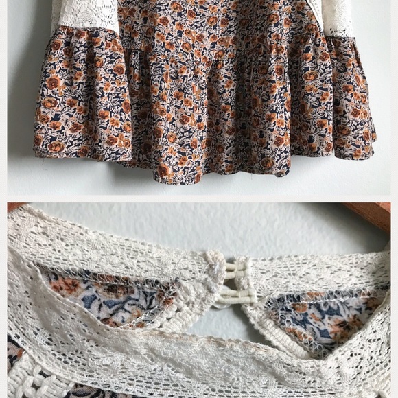 Boho Lace Crochet Floral Tunic Dress Mini Short - Picture 7 of 8